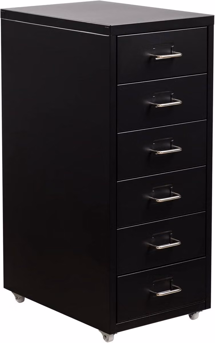 Zwart Ladeblok Bureau Organizer en Archiefkast met wieltjes