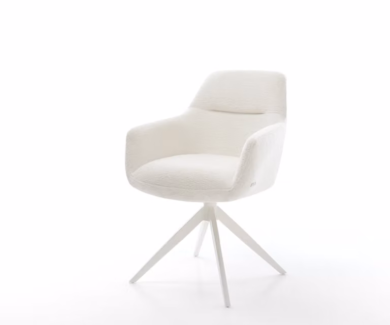 DELIFE Pejo-Flex Draaistoel met Bouclé Stoffering in Beige en Wit, 360° Draaibaar met Rocker-functie