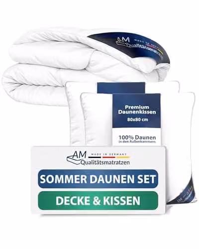 DormiGood Premium Donzen Zomerdekbed en Kussenset met Donzen Vulling, Allergievriendelijk en OEKO-TEX gecertificeerd, Dekbed 200x200 cm en Kussen 80x80 cm