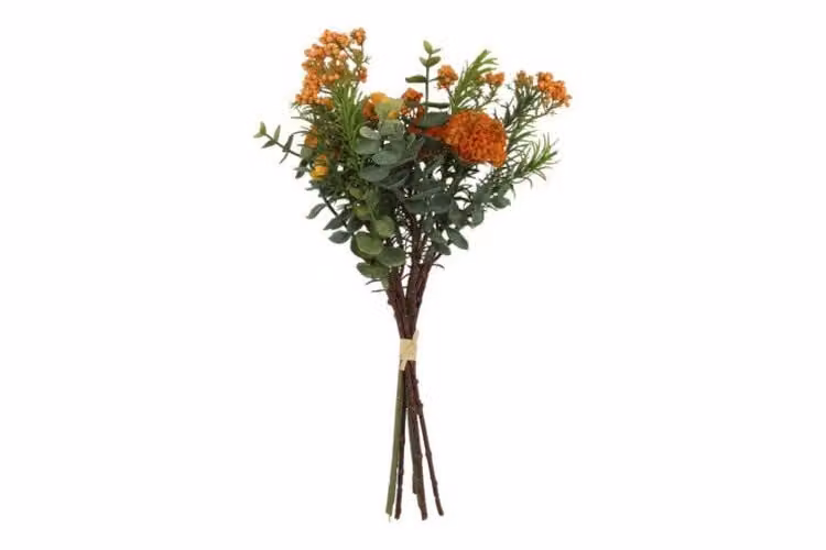 Countryfield zijden boeket Dahlia Pompon oranje 27 cm