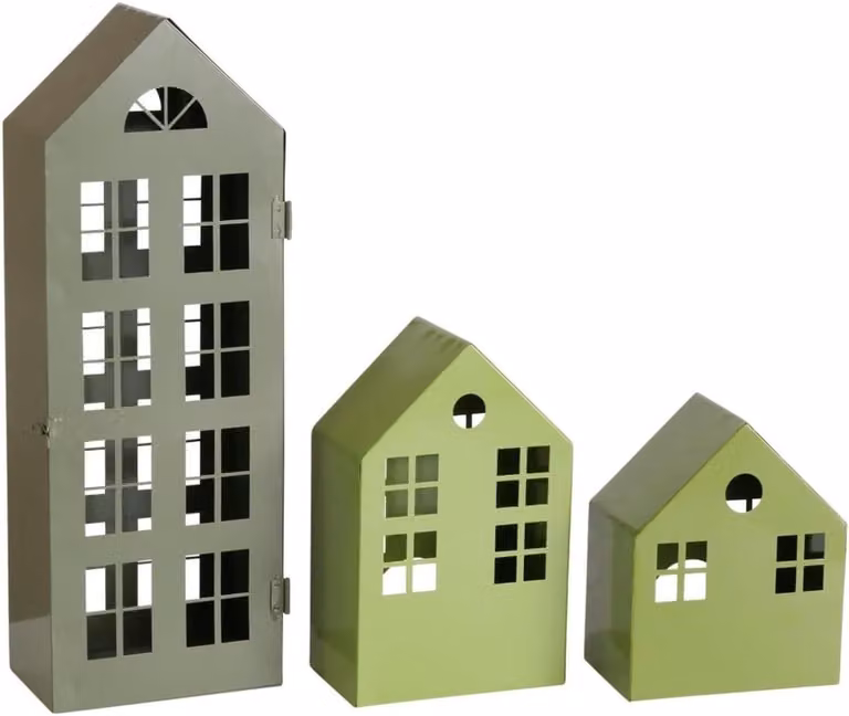 Decoratieve Lantaarn Huis Donkergroen Hoogte: 45 cm