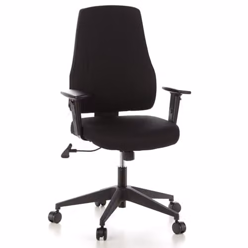 hjh OFFICE 608100 Pro-Tec 100 professionele bureaustoel zwart stof met verstelbare rugleuning en armleuningen