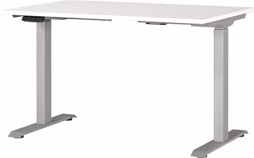 Germania elektrisch in hoogte verstelbaar bureau wit/zilver B: 120 cm, H: 80 cm, D: 120 cm