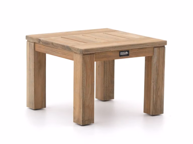 ROUGH Furniture Bijzettafel tuin ROUGH vierkant teakhout bruin/grijs B/D/H: 55 x 55 x 40 cm