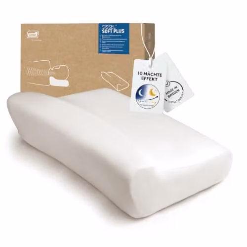 Sissel Soft Plus Orthopedisch Nekkussen met Visco-elastisch Schuim en Velours Overtrek, Wit, B/D/H: 47 x 33 x (11-14) cm