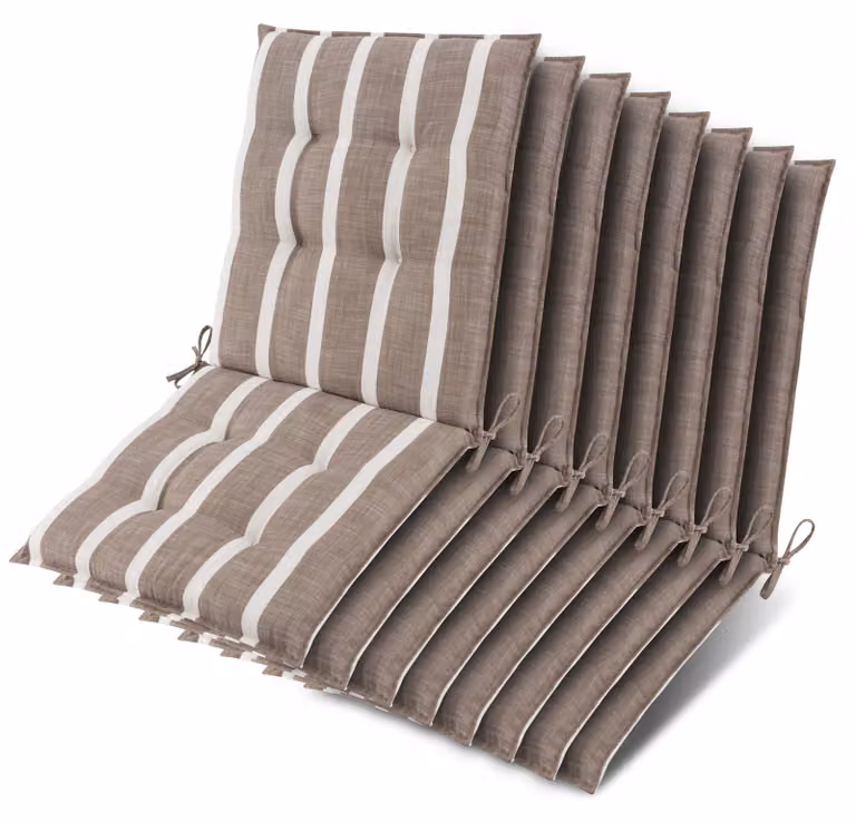 Beautissu set van 8 zonnedekpads Niederlehner beige-wit gestreept B/D/H: 105 x 50 x 8 cm