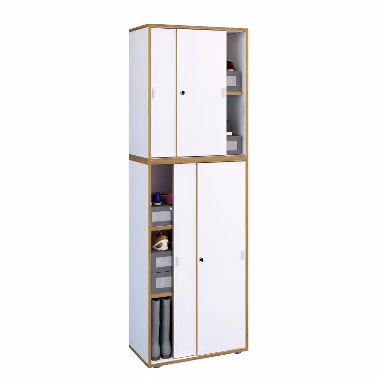 home24 Schoenenkast met schuifdeuren wit/wit