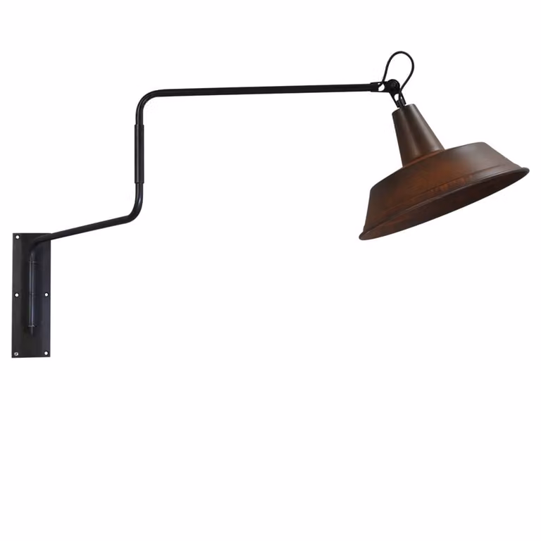 Masterlight Industria wandleeslamp in roestbruin en zwart, 122 cm