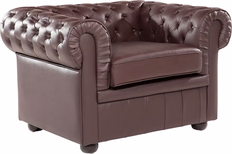 Chesterfield fauteuil in bruin leer voor volwassenen