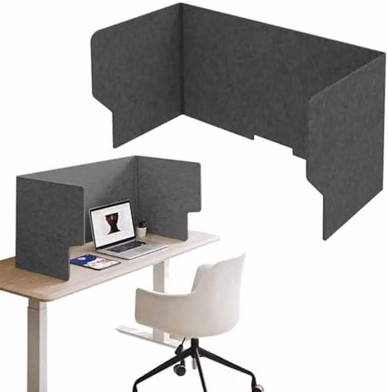 Bureauverdeler Vilt Donkergrijs - Geluidsabsorberend Privacy Paneel - Breedte: 100 cm