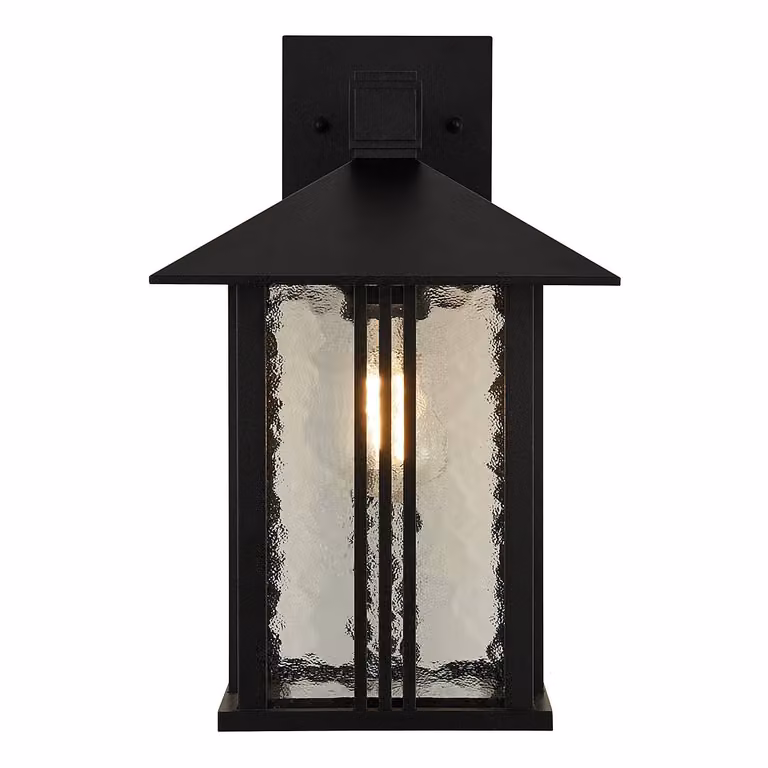 Landelijke buitenlamp Venice Searchlight zwart met glas en aluminium