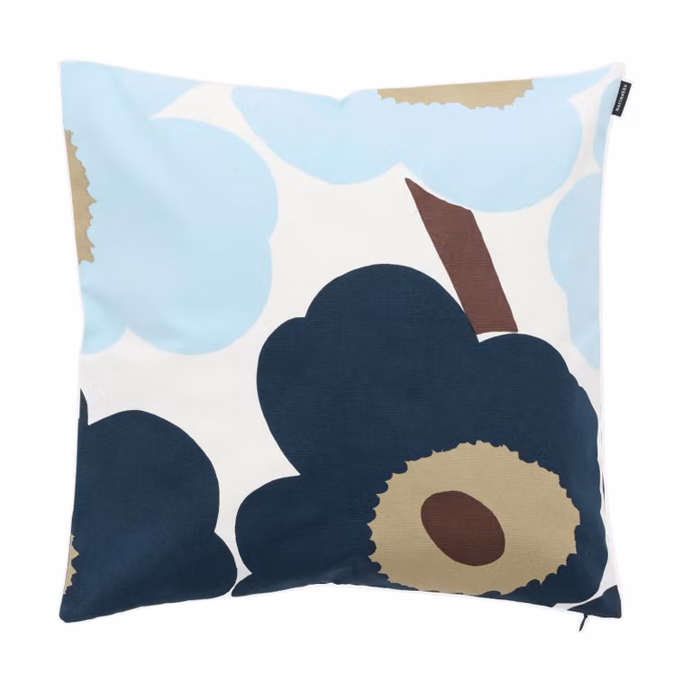 Marimekko Unikko kussensloop White-blueberry-cold blue-dark brown 50x50 cm