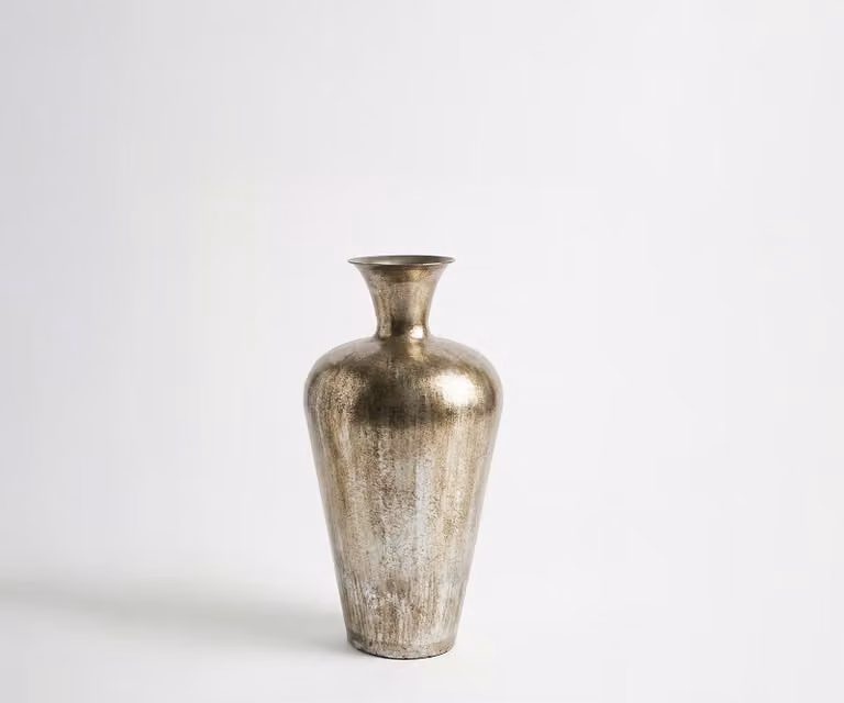DELIFE Vaas Marvella Handgemaakt Metaal Platin Aurum B: 23 cm, D: 23 cm, H: 48 cm