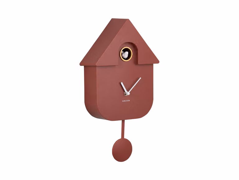Karlsson Modern Cuckoo Wandklok - Geel en Rood - Analoog