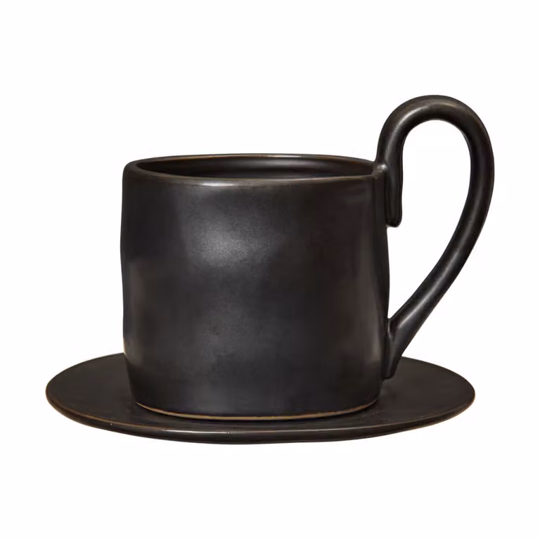 Ferm Living Flow mok met schotel 25 cl Black