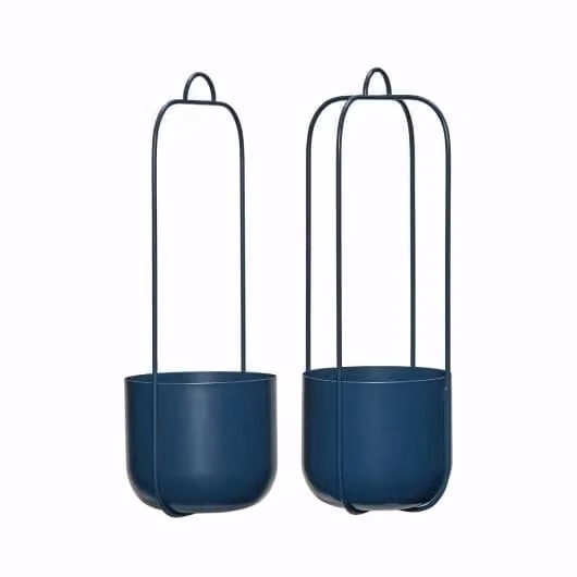 Hubsch Lotus hangende bloempotten set van 2 stuks petrol