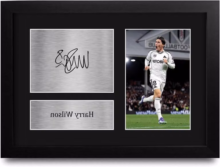 Gedrukte Foto Wanddecoratie met Replica Handtekening op Acryl - A4 - Zwart
