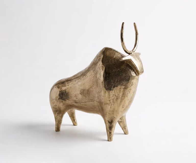 Delife Beeldje Toro Handgemaakt Aluminium Champagner B39 x D12 x H39 cm