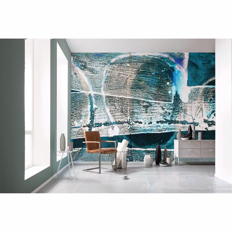 home24 Fotobehang Tracks Imbricating Abstract Modern Multicolour Blauw Breedte: 500 cm, Hoogte: 280 cm