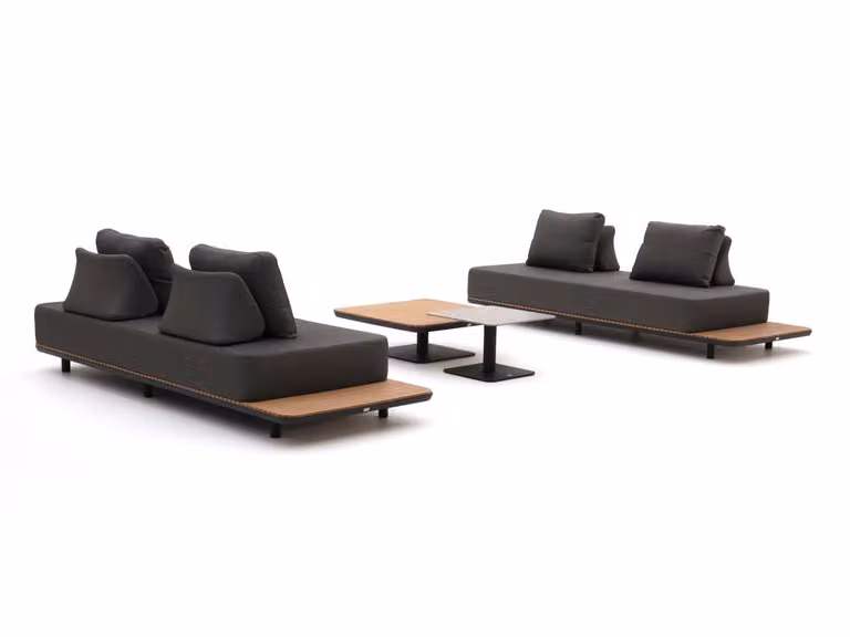 Bellagio loungeset voor 4 personen met grijs textiel en aluminium frame
