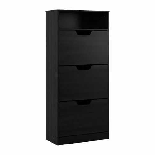 Relaxdays Schoenenkast met kiepdeuren en open vak, Grijs Houtlook, H 140 x B 60 x D 24 cm