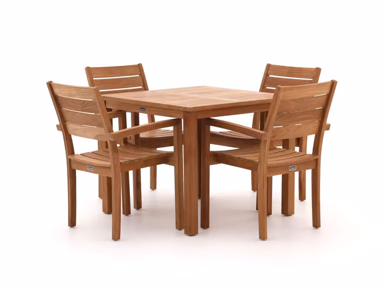 Sunyard Diningset Sunyard voor 4 personen van bruin teakhout