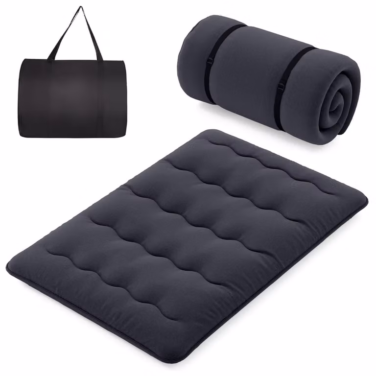Costway Japanse Futon Matras met Wasbare Hoes en Draagtas, Zwart, 140 x 200 cm