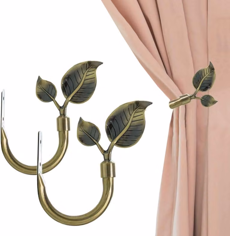 Decoratieve Gordijnhaken Brons - Wandgemonteerde Gordijnbanden Set van 2