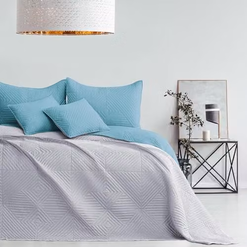 RESTILO Tweezijdige bedsprei Softa blauw grijs 220 x 240 cm