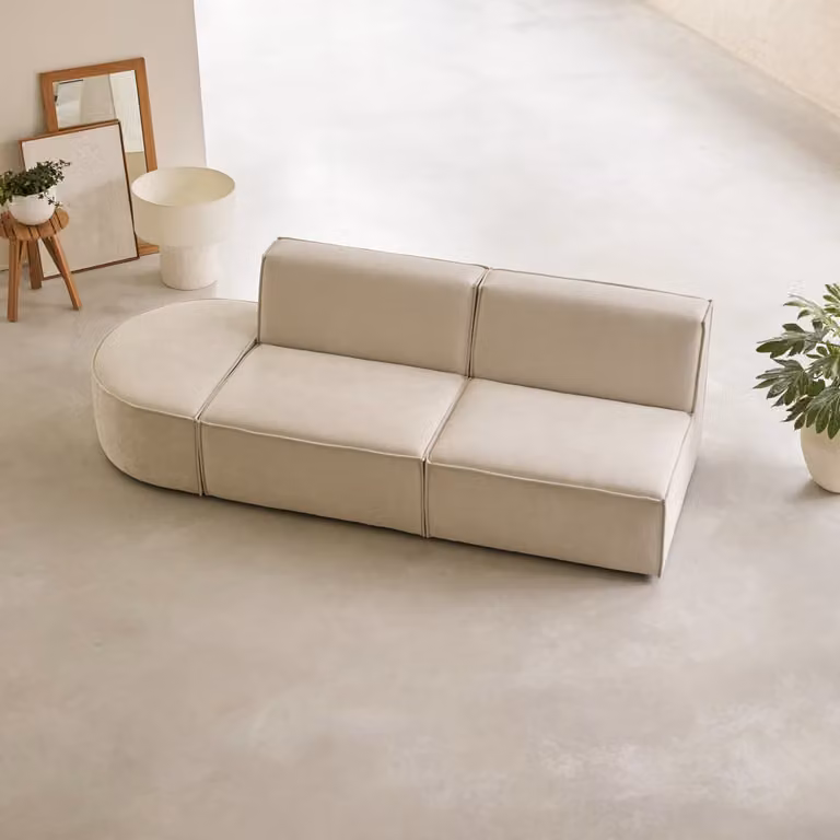 Tikamoon Dario Moderne Modulaire 2-zitsbank in Beige Stof