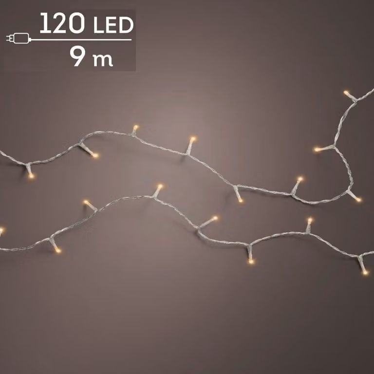 Lumineo Basic LED rijstlampjes transparant 120 stuks klassiek warm