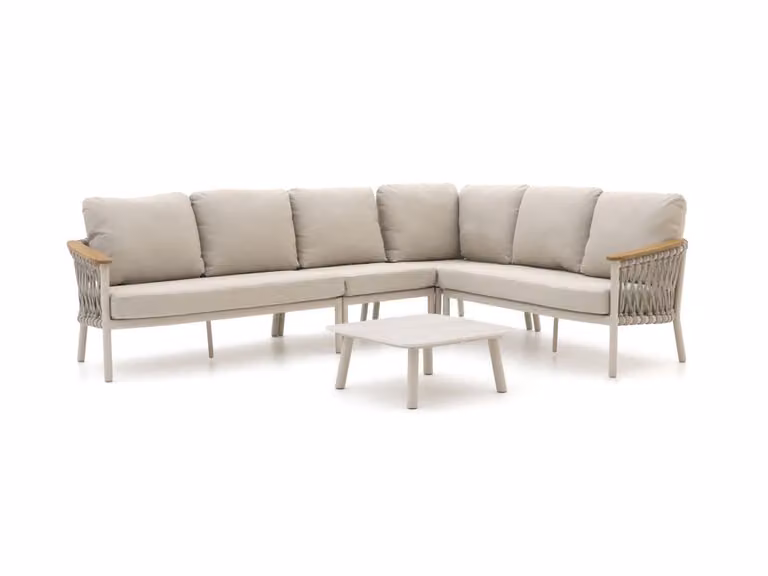 Bellagio Hoek loungeset voor 6 personen in beige met kussens
