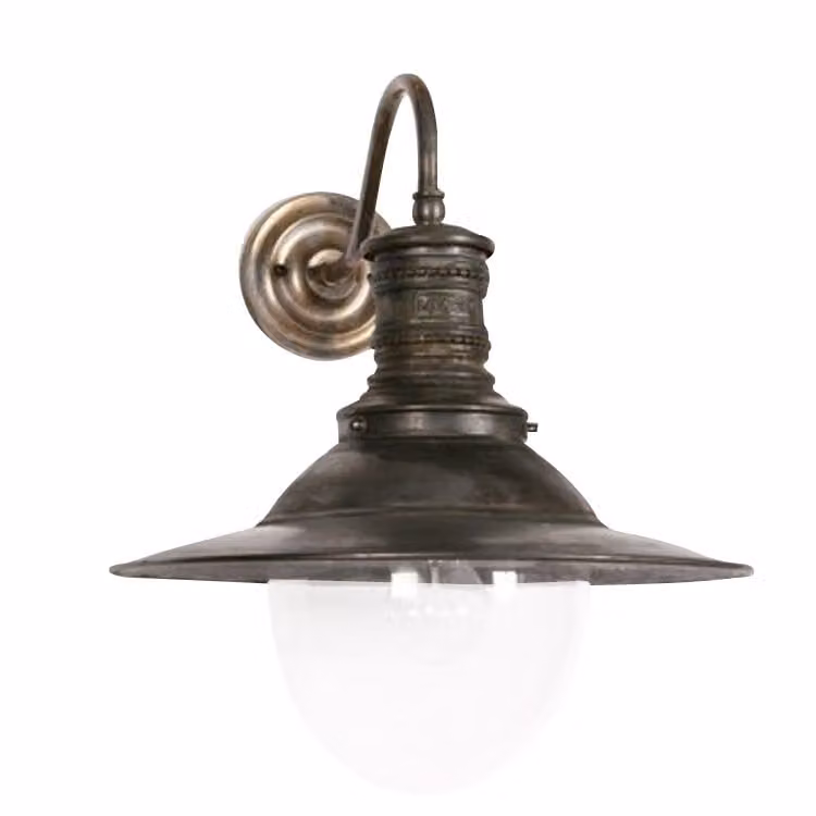 Limehouse Victoria landelijke wandlamp gepoetst koper met transparant glas