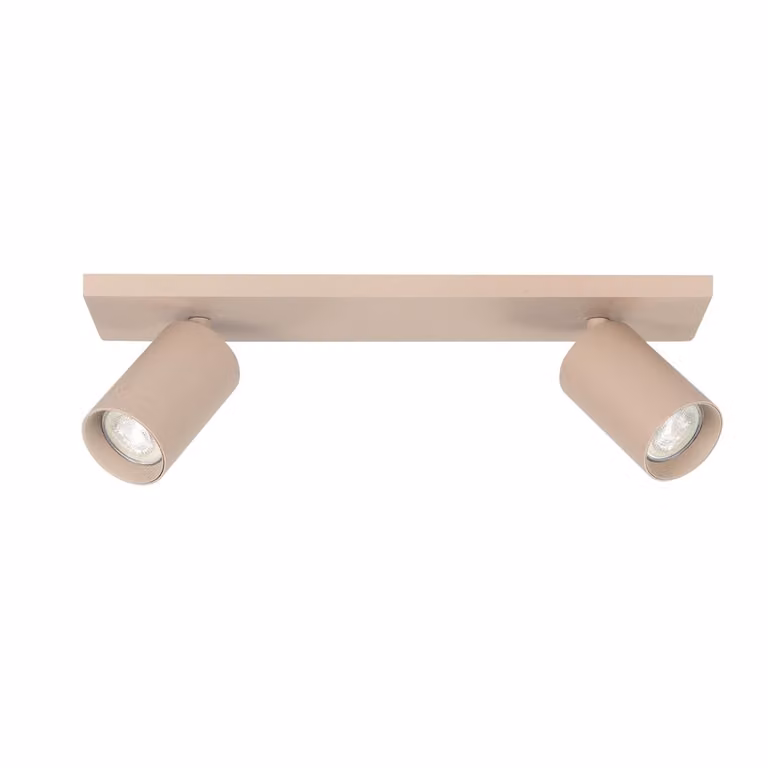 Highlight Mila 2-lichts opbouwspot recht beige/bruin L 40 cm