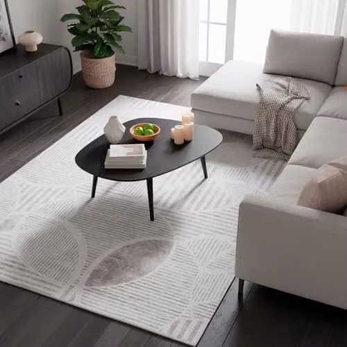 Tesso Living Modern Kelim Tapijt Beige - Laagpolig Vloerkleed van Gerecycled Katoen en Polyester - 120 x 160 cm