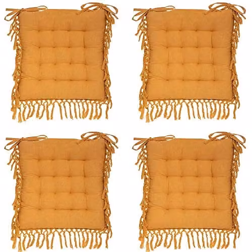 Eazy Living Stoelkussen Jeanne Geel 40 x 40 cm - 4 stuks