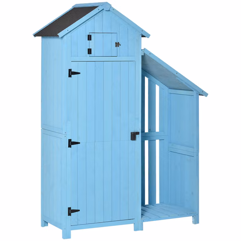 Outsunny Tuinhuis gereedschapshuis met opslagruimte en 3 planken, Dennenhout, H x B x D: 200 x 182 x 102 cm
