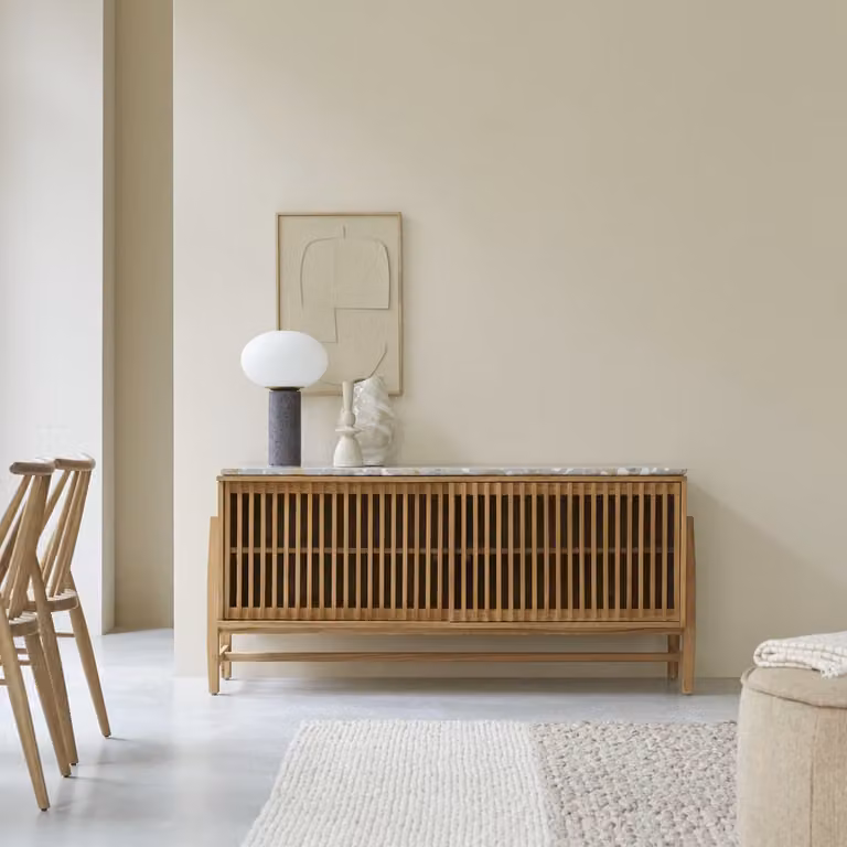 Isaure Buffetkast van massief teakhout en premium terrazzo - Naturel - Breedte: 160 cm