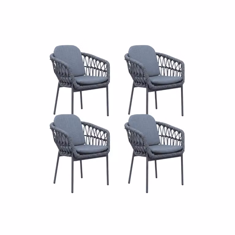 LUX outdoor living Femke dining tuinstoel set van 4 antraciet