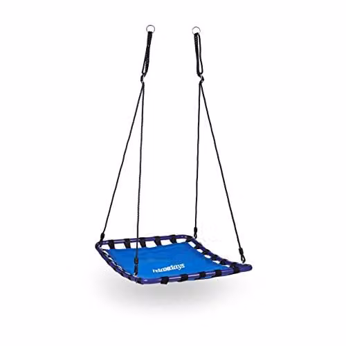 Relaxdays nestschommel met gesloten zitting voor volwassenen, blauw-zwart, H x B x D: 153 x 98 x 74 cm