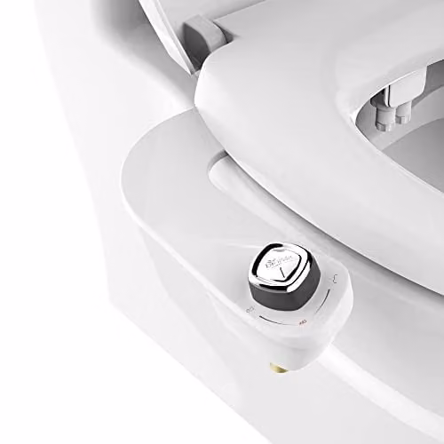 BioBidet SlimEdge bidet toiletbevestiging wit met dubbel mondstuk en messing inlaat