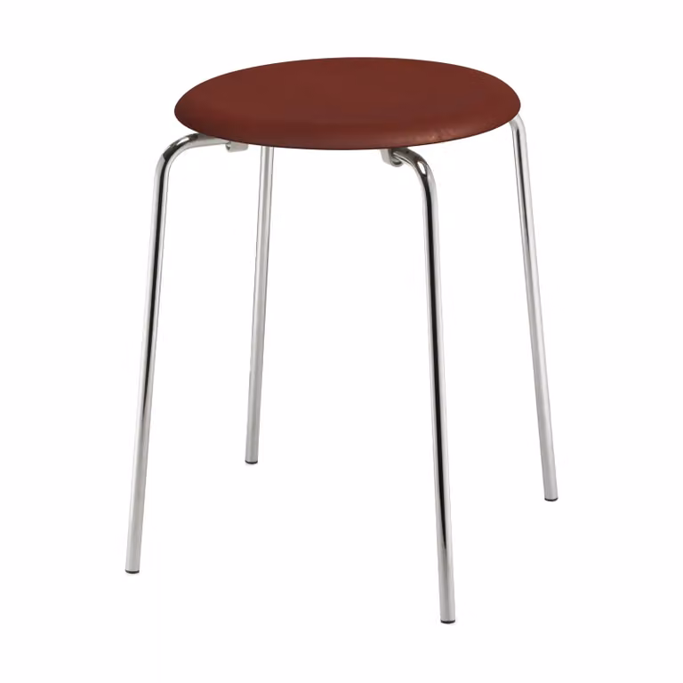 Fritz Hansen Dot ronde kruk leer Chestnut, Ø34 x 44 cm