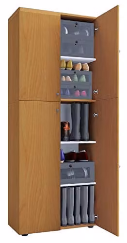 VCM Lona schoenenkast met deuren, bruin/beukenlook, B/D/H: 70 x 40 x 184 cm