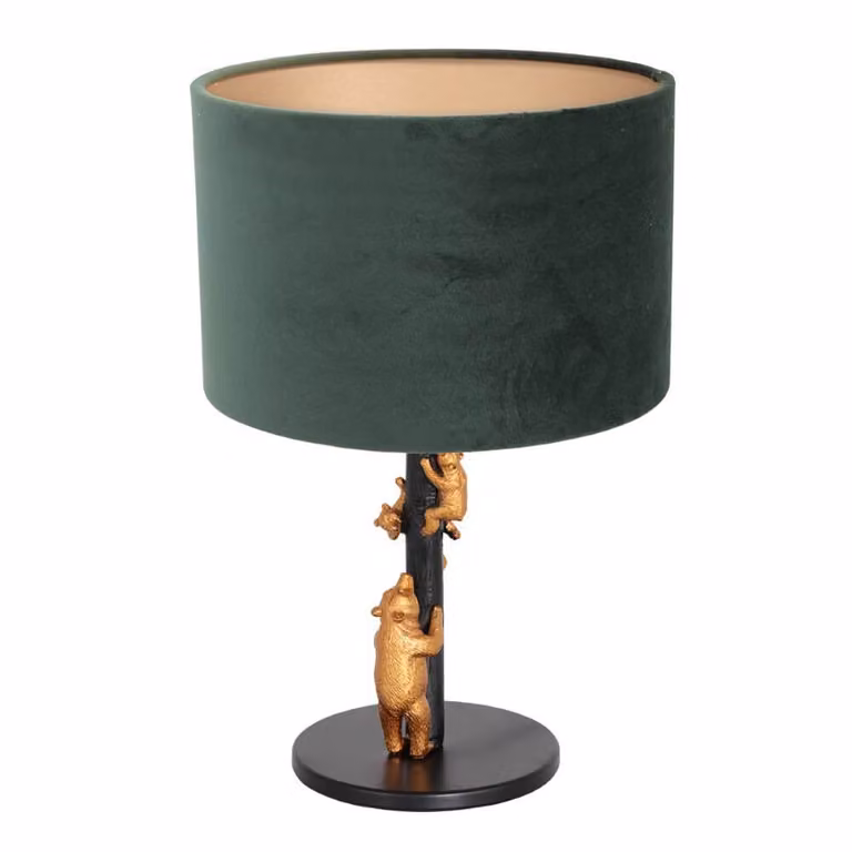 Steinhauer Animaux Design Tafellamp - Zwart/Donkergroen Velours - E27