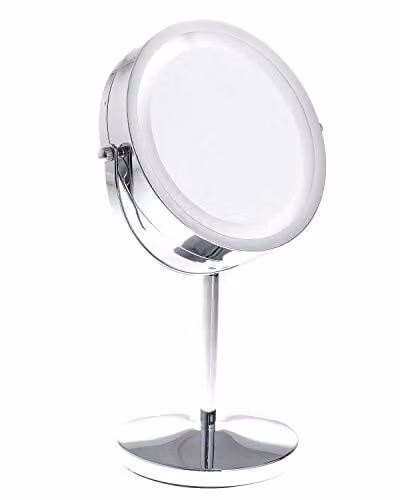 TUKA-i-AKUT Verlichte LED-make-upspiegel, 7 inch, 5x vergroting, chroomkleurig, dubbelzijdig