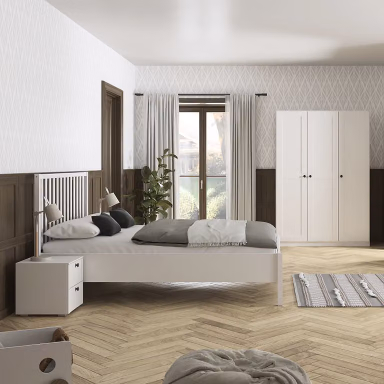 home24 Skagen Set voor tienerkamer, 4-delig, wit, 140 x 200 cm