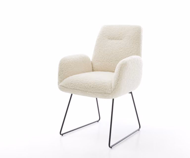 DELIFE Eetkamerstoel Zoa-Flex Teddy Beige met Zwart Onderstel en Pocketveer Kern