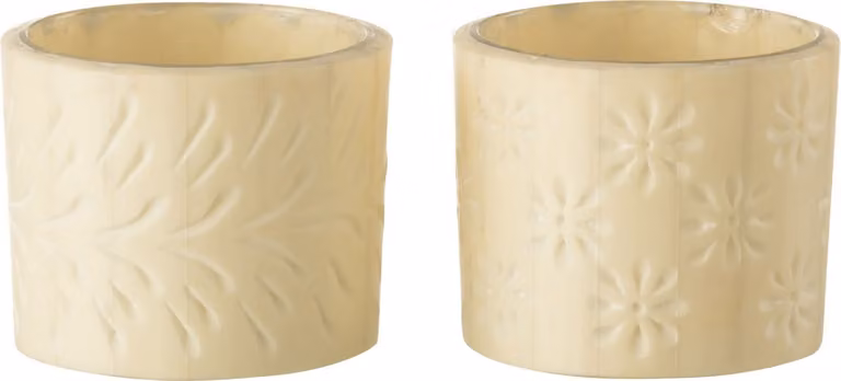 J-Line windlicht Elise glas crème small 2 stuks