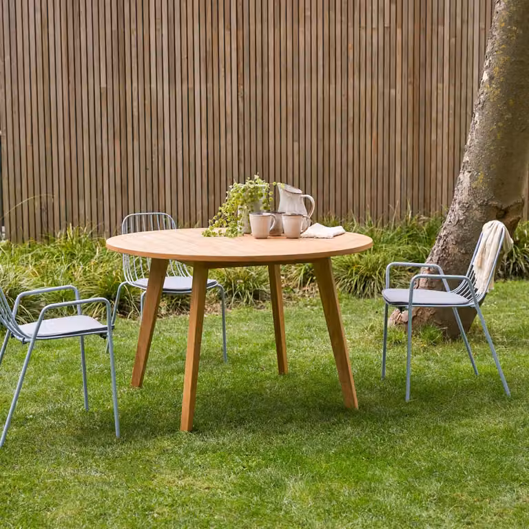 Tikamoon Ronde Tuintafel van Massief Teak voor 6 Personen - Bruin - B: 120 cm, H: 76 cm