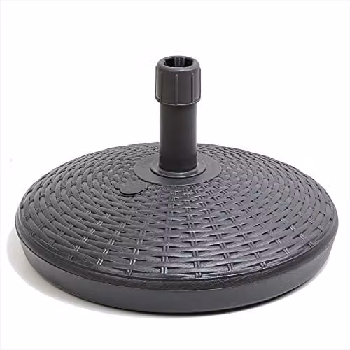 Mojawo XXL Parasolvoet in antraciet met rotan-look, 30 liter, Diameter: 57 cm, Hoogte: 40 cm, geschikt voor parasolbuizen van Ø 2,5 tot 5 cm